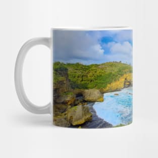 Midodaren beach with green rocks Mug